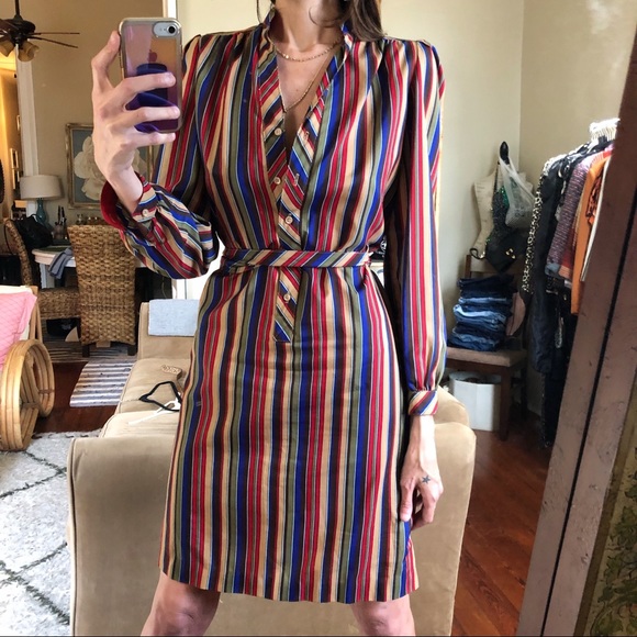 Vintage Dresses & Skirts - Vintage 70s stripe shirtdress